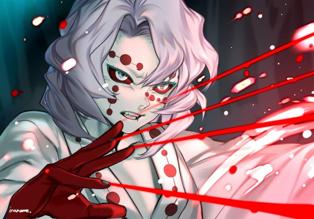 Rui drenched in blood on best demon slayer villain list