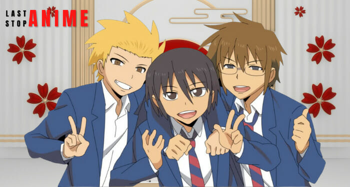 TADAKUNI, HIDENORI AND YOSHITAKE doing victory pose from daily life of highschool boys