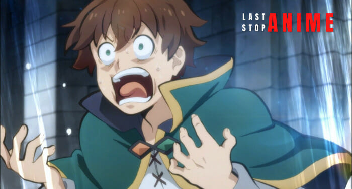 kazuma making weird face from konosuba