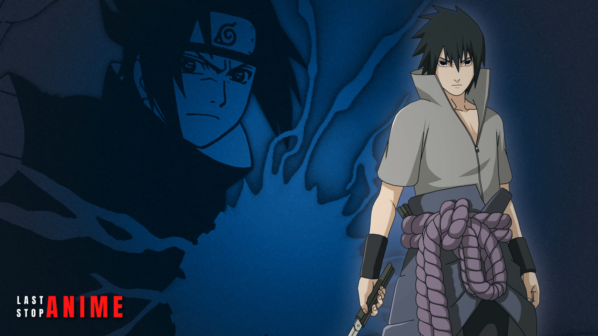 Sasuke Uchiha Standing with his weapon from naruto