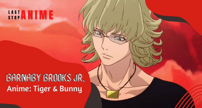 Barnaby Brooks Jr. wearing specs and pendant in his neck in black top from anime Tiger & Bunny