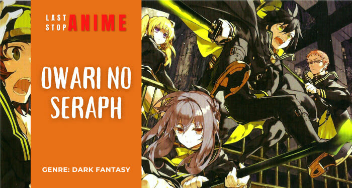 Yuichiro Hyakuya, shinoa hiiragi, Shiho Kimizuki et d’autres personnages en uniforme noir de l’anime Owari no seraph