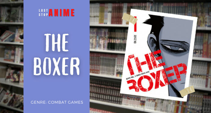 boxer character face closeup on the cover of manhwa The Boxer