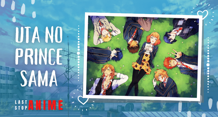 Haruka Nanami avec ses frinds de lycée allongés sur l’herbe de l’anime Uta no Prince Sama