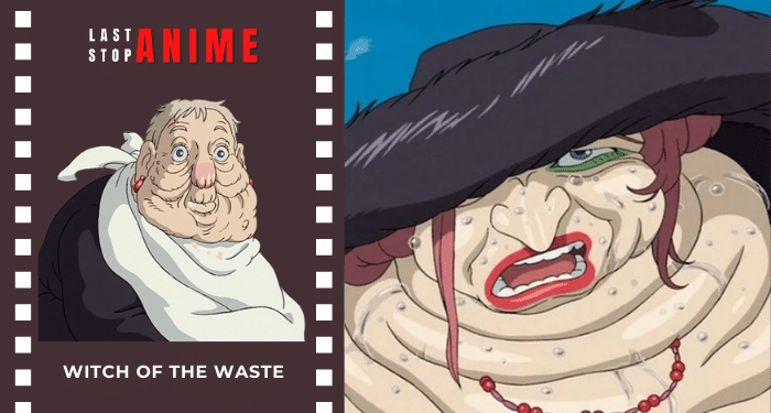 Ugly anime character Witch of the Waste with neck fatty layers from howls moving castle