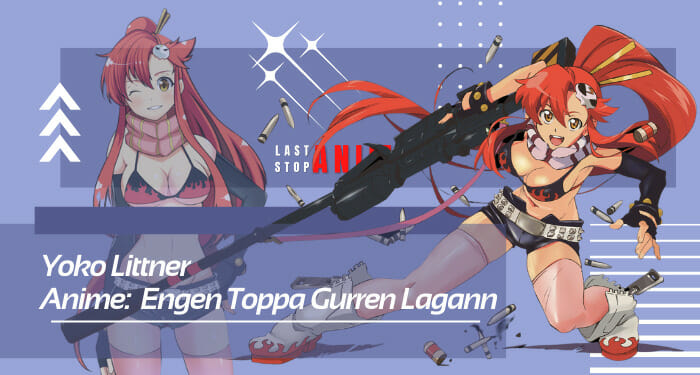 Yoko Littner en bikini avec son sniper noir