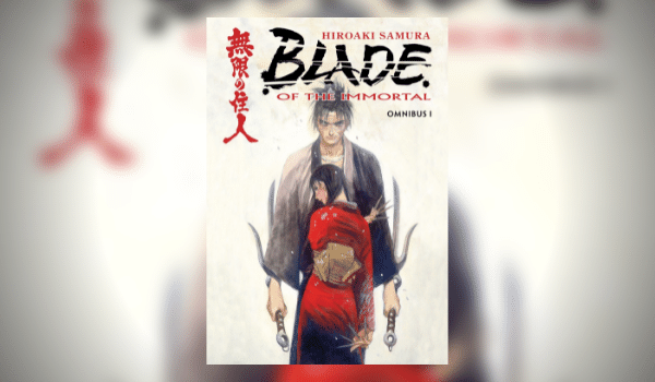 characters hugging each other in the poster of Blade of the Immortal manga