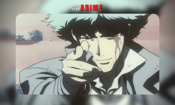 Spike Spiegel pointing finger like he is about to shoot 