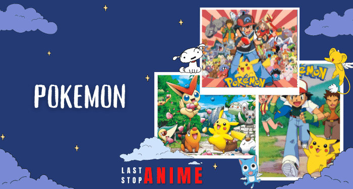 Ash ketchum and other characters with their pokemons from anime Pokemon