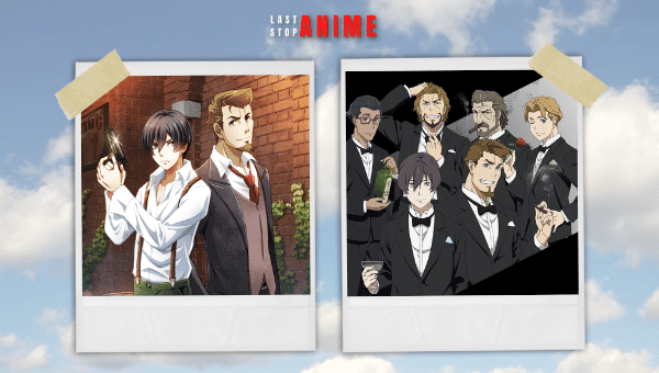 characters wearing suit and holding gun from 91 Days anime