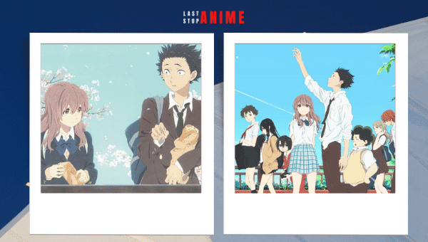 images of main characters together and walking in A Silent Voice anime