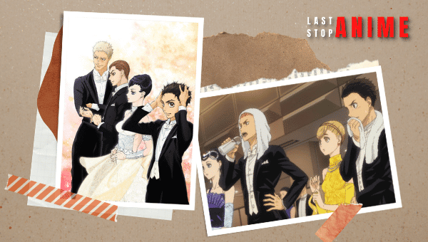 characters from Ballroom e Youkoso (Welcome to the Ballroom) anime wearing suit and practising dance