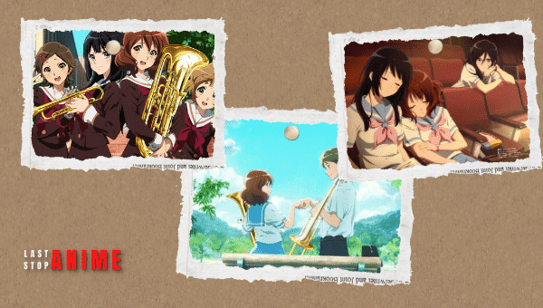 Images of main characters and events from Hibike! Euphonium anime