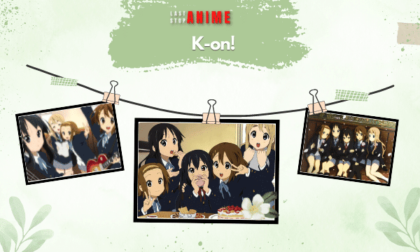 All major characters from K-on! in their school dresses 