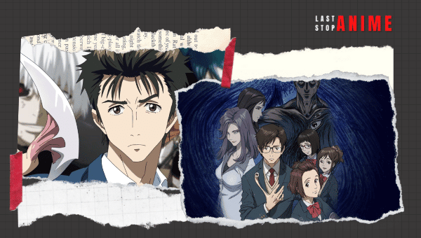 All the characters in one frame and the main character in another from Parasyte: The Maxim