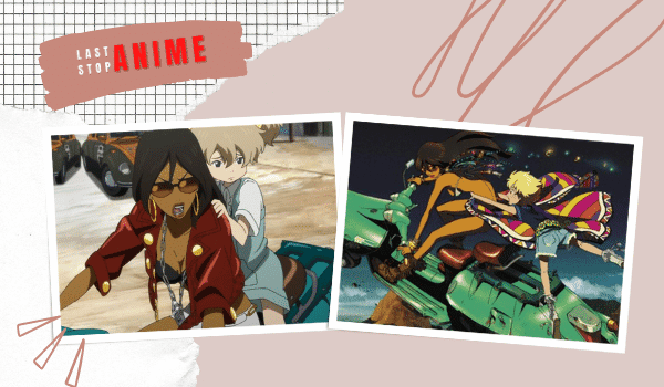 main character riding bike and wearing sunglasses from Michiko to Hatchin anime