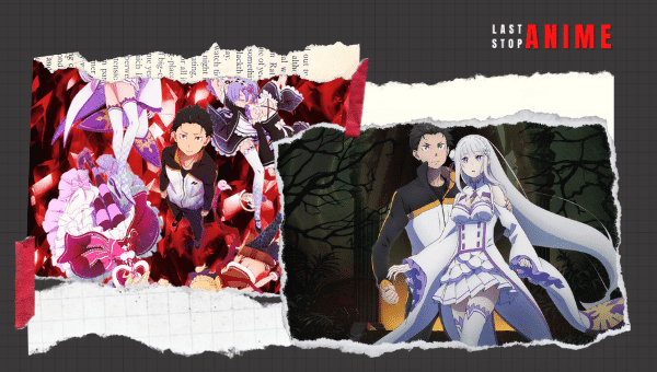 Images of characters from Re:Zero kara Hajimeru Isekai Seikatsu in two different imaes