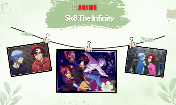 Multiple images from Sk8 The Infinity with all major characters