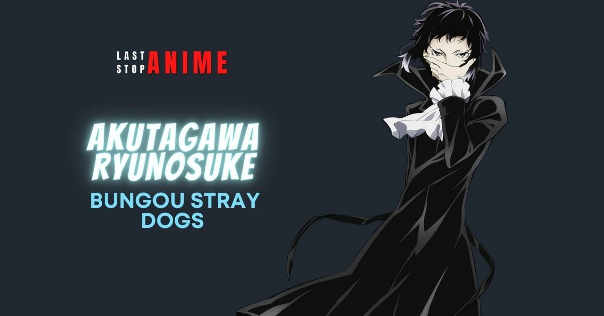 akutagawa ryunosuke covering his face with hand and wearing black magician dress