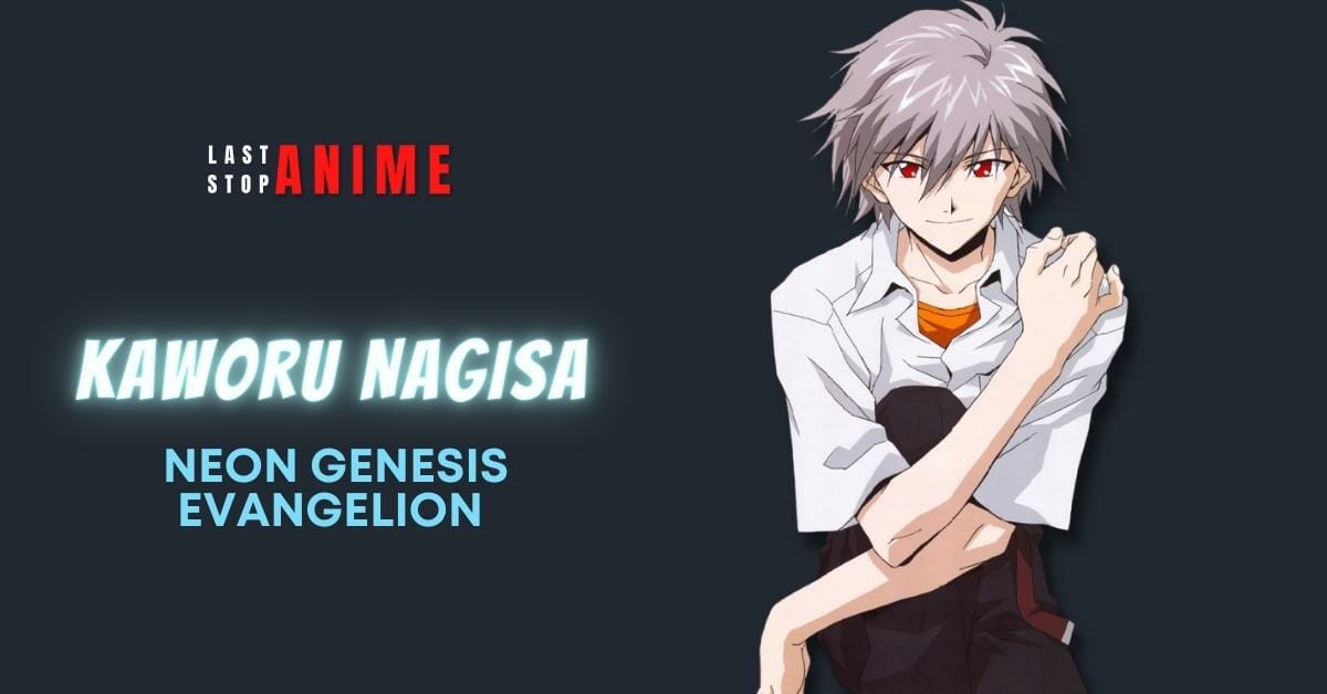 kaworu nagisa with red eyes and short beige colored hair folding hands and sitting