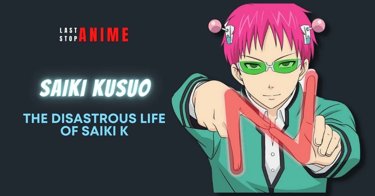 Saiki Kusuo in pink hair, green specs and green jacket as intp character