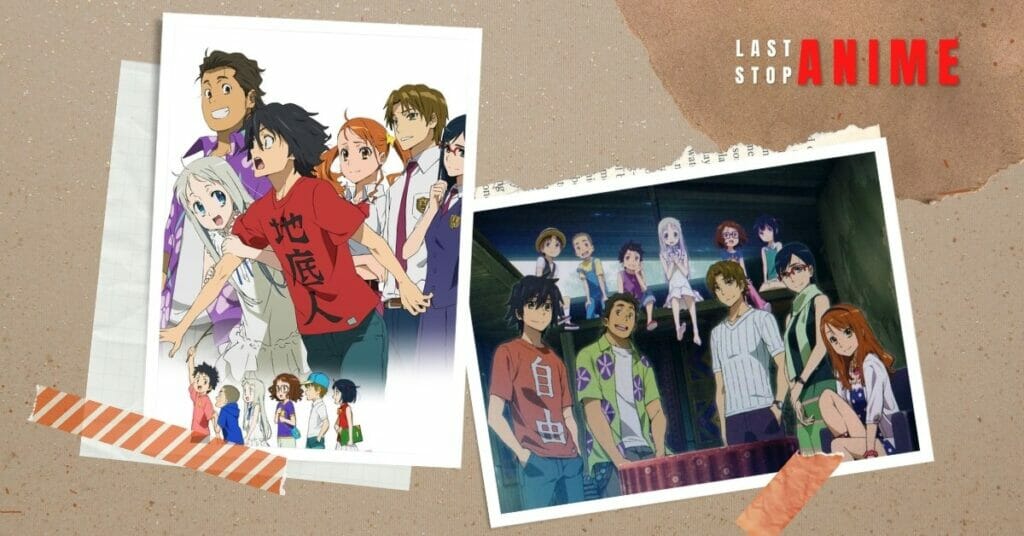 Anohana poster image and image with all main characters