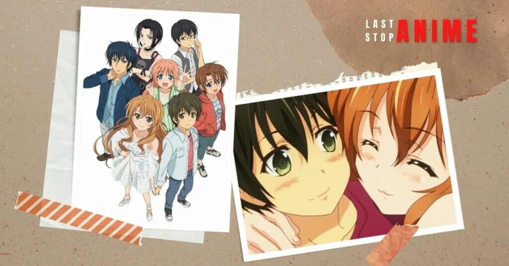 Images of characters together from Golden Time Anime