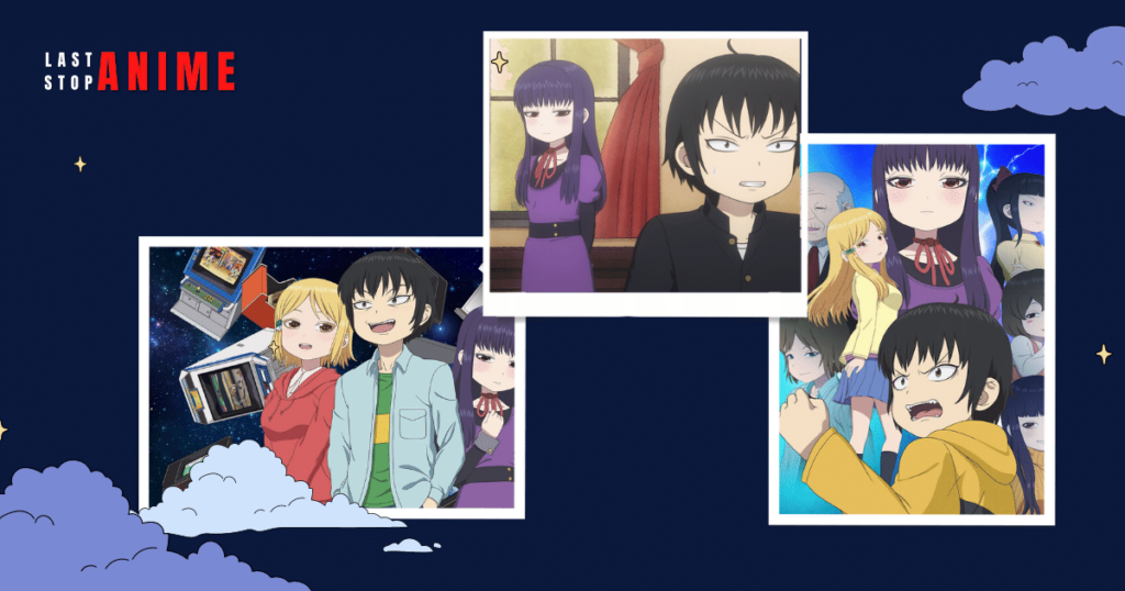 Hi-Score Girl (High Score Girl) characters and events in three different images