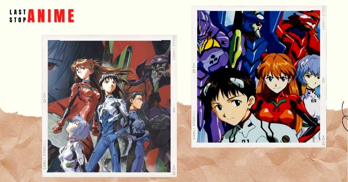 Poster image and characters' image from Neon Genesis Evangelion