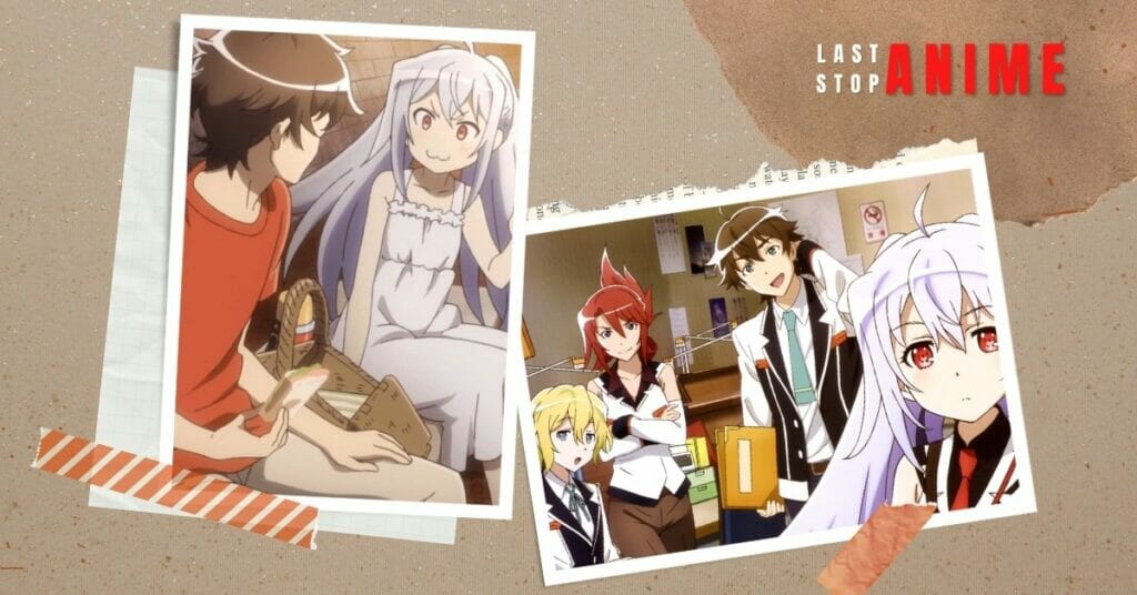 Characters from Plastic Memories anime sitting togehter