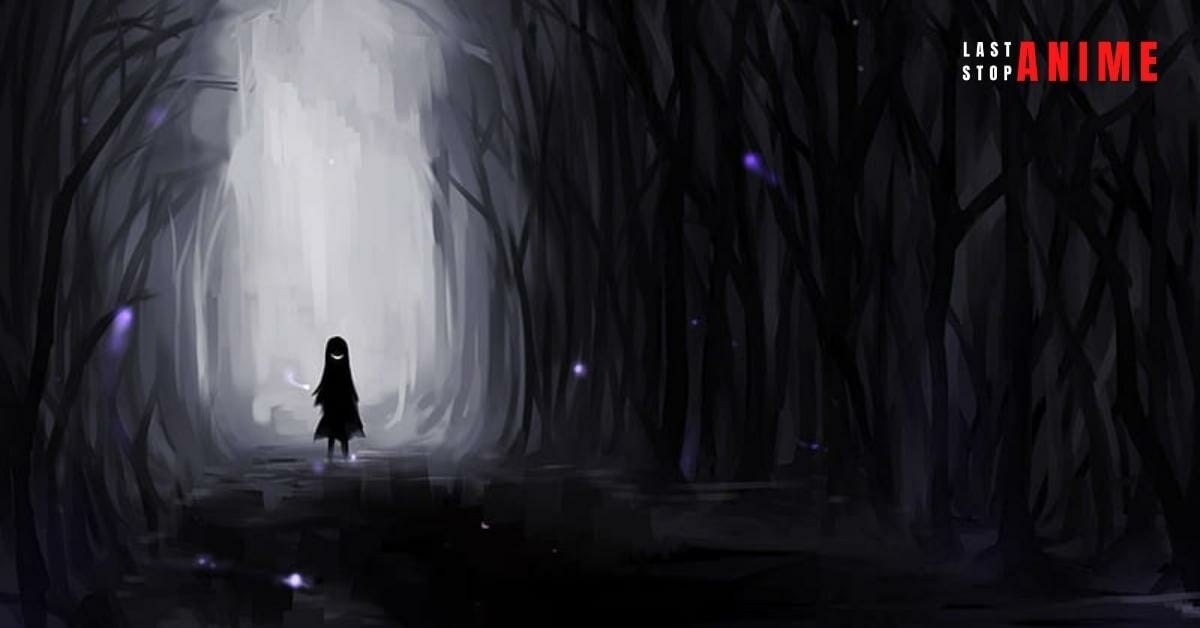 Girl in middle of the forest solving the mystery