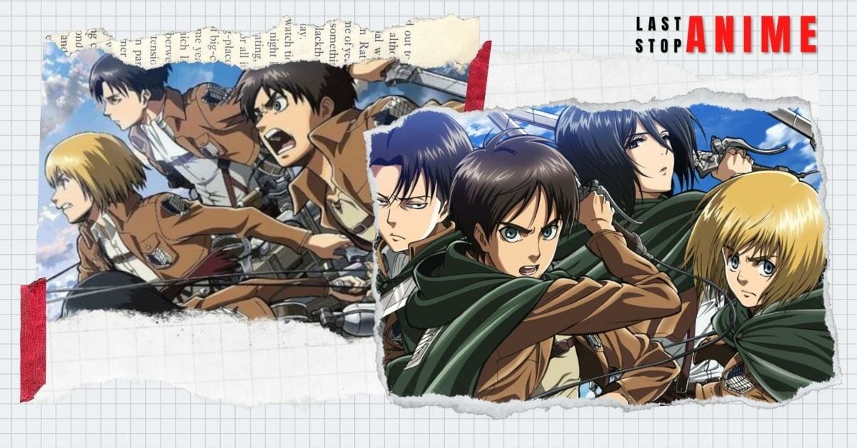 Main characters from Attack on Titan (Shingeki no Kyojin) ready to fight