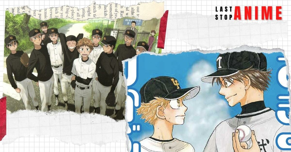 All main characters from Big Windup! together in baseball dress