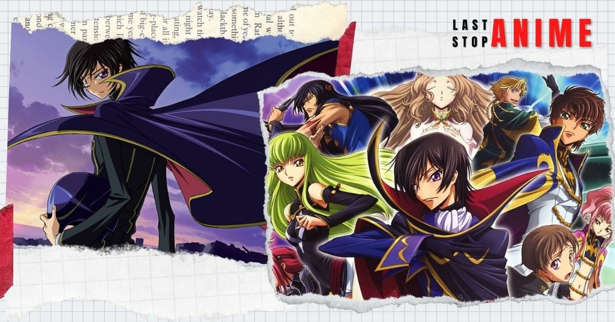 Code Geass poster image and characters together in two different images
