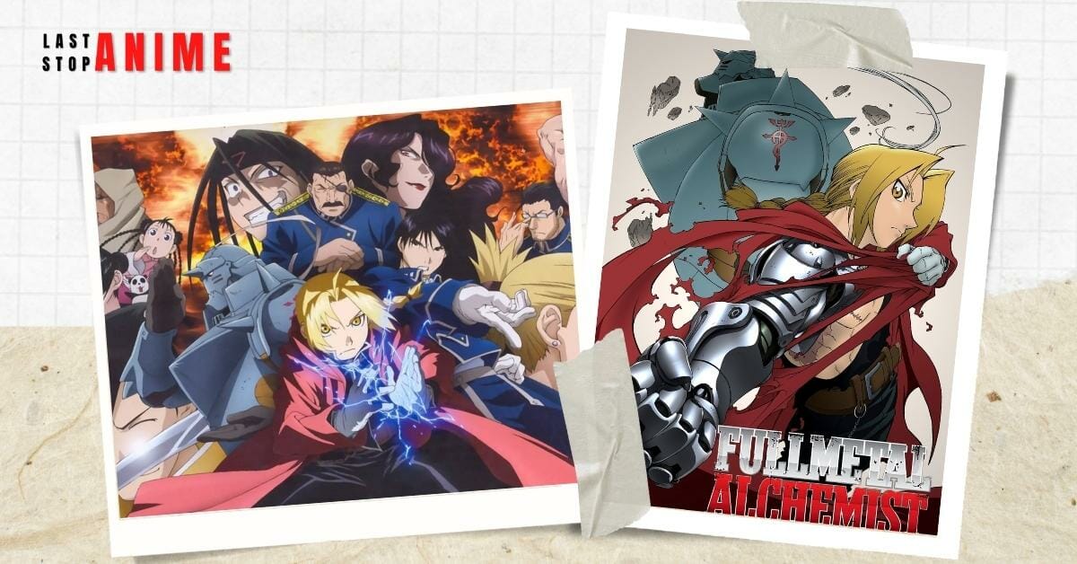 Poster image and all main characters from Fullmetal Alchemist: Brotherhood 
