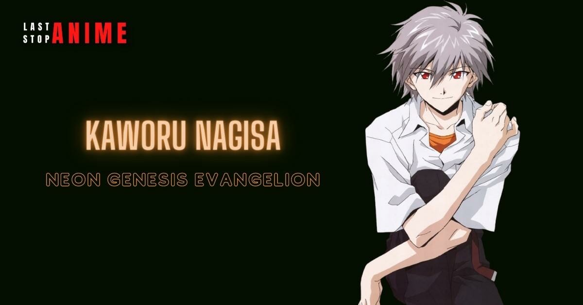 Kaworu Nagisa in red eyes, grey hair as virgo character in anime