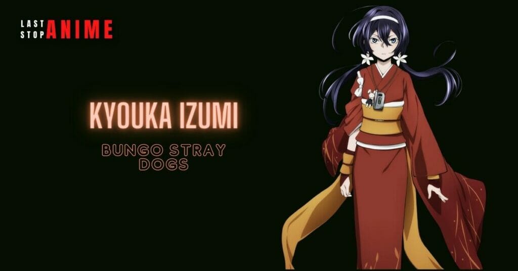kyouka izumi in long red dress and long hair standing still