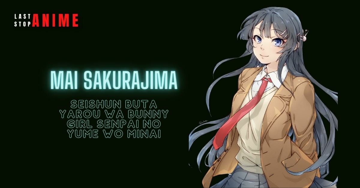 mai sakurajima in grey hair and school uniform as sagittarius character in anime