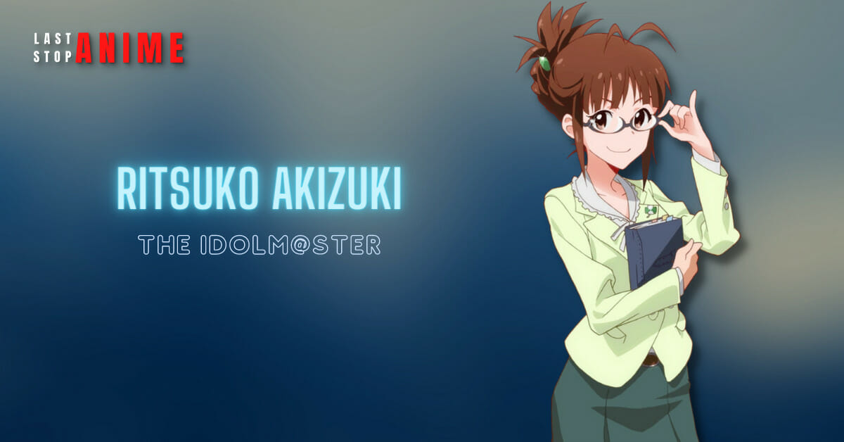 Ritsuko Akizuki from THE IDOLM@STER wearing light green dress with specs and books