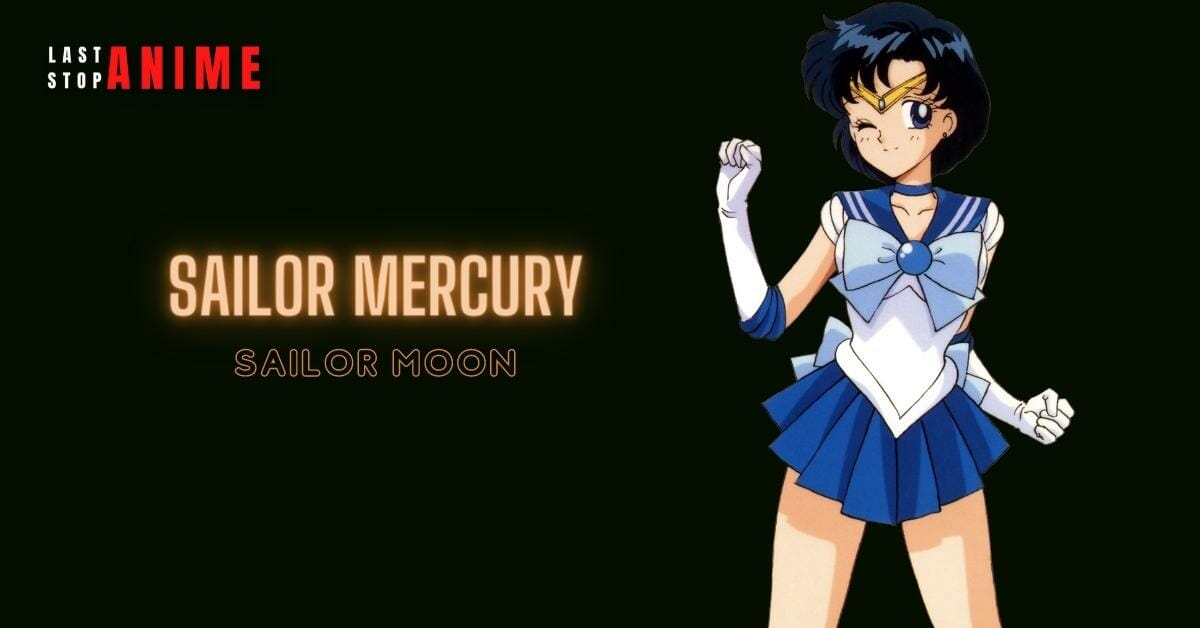 Sailor Mercury from Sailor Moon in blue and white dress 