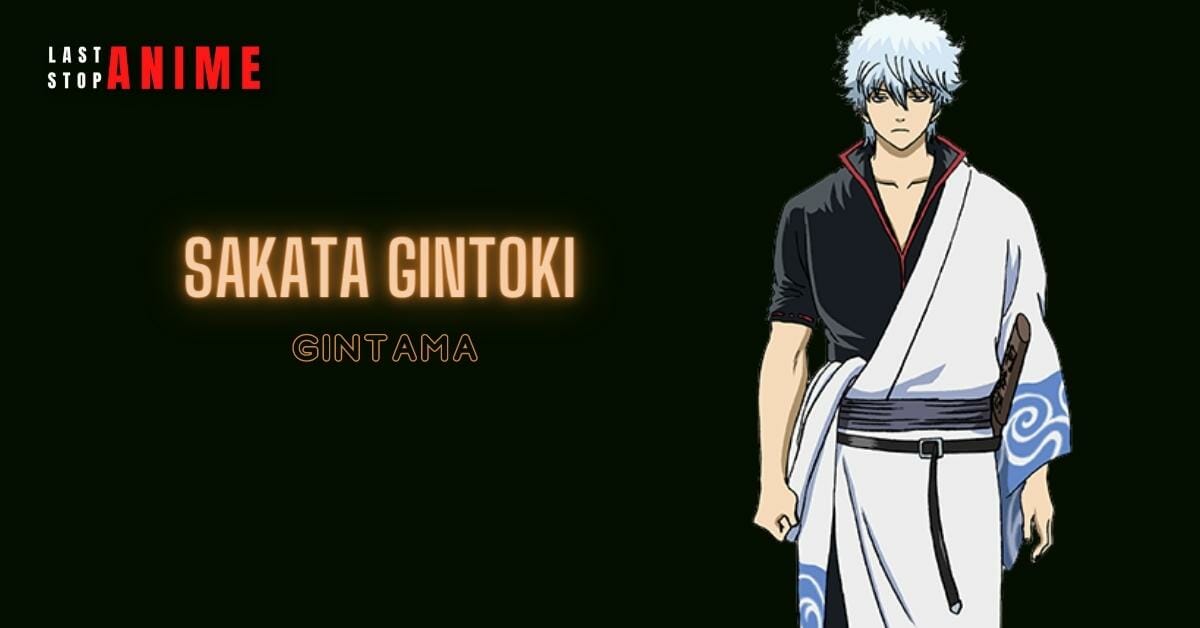 Sakata Gintoki from Gintama in white hair and balck and white dress
