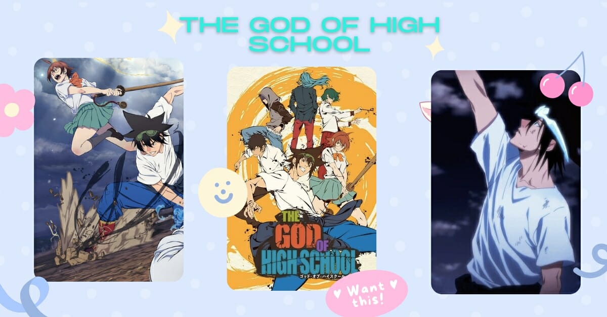 Images of poster, characters, events from The God of High School 