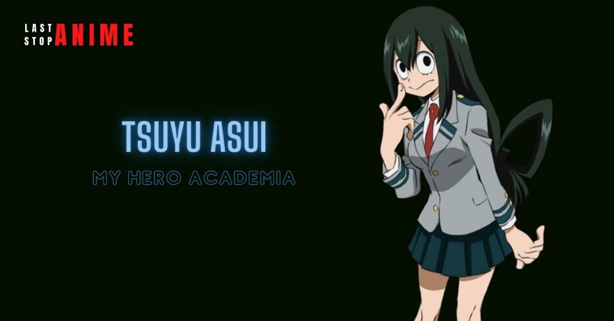 tsuyu asui wearing school uniform in green long hair as aquarius anime character