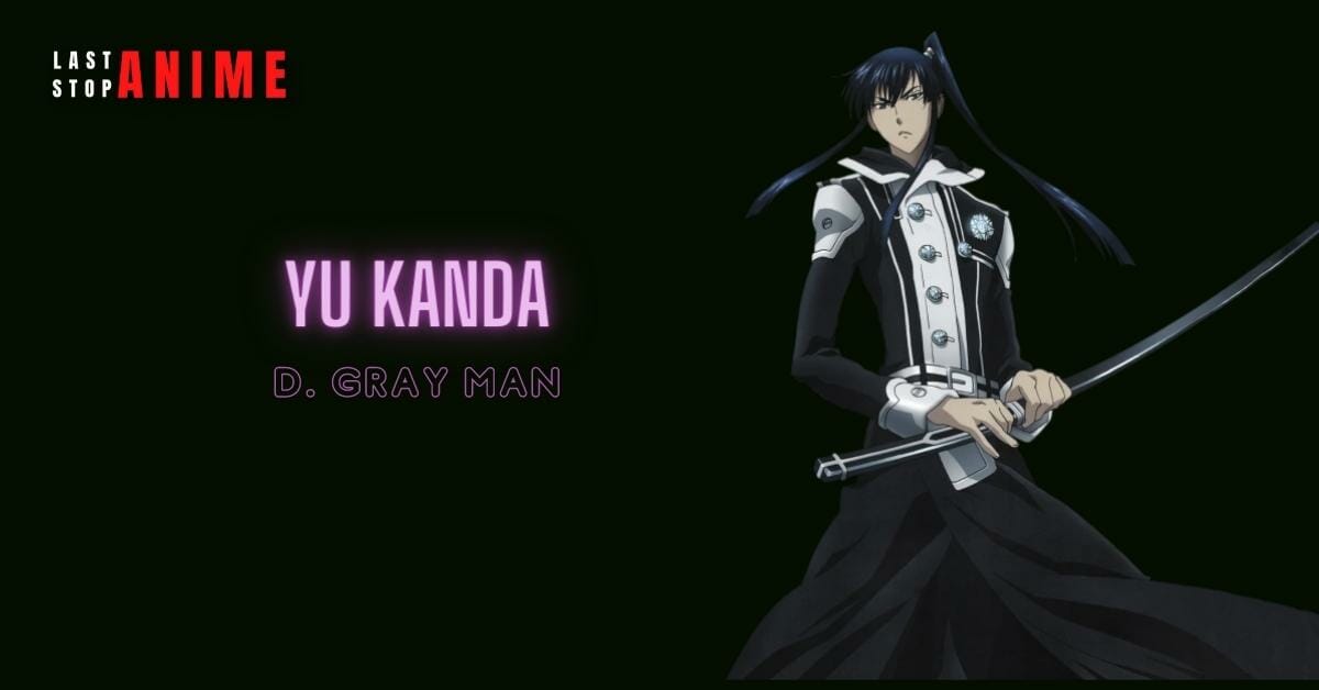 yu kanda holding sword and wearing black dress in long hair