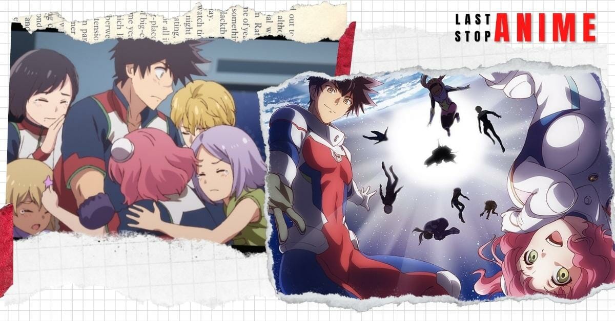 astra lost in space poster image and characters hugging each other