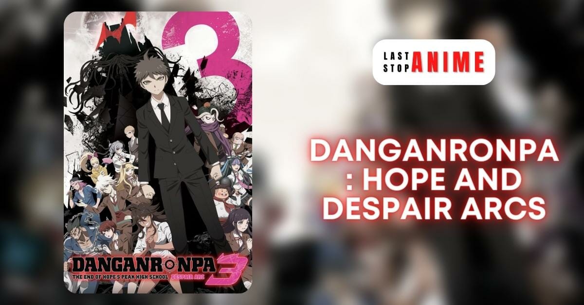 Danganronpa: Hope and Despair Arcs poster image with character in suit