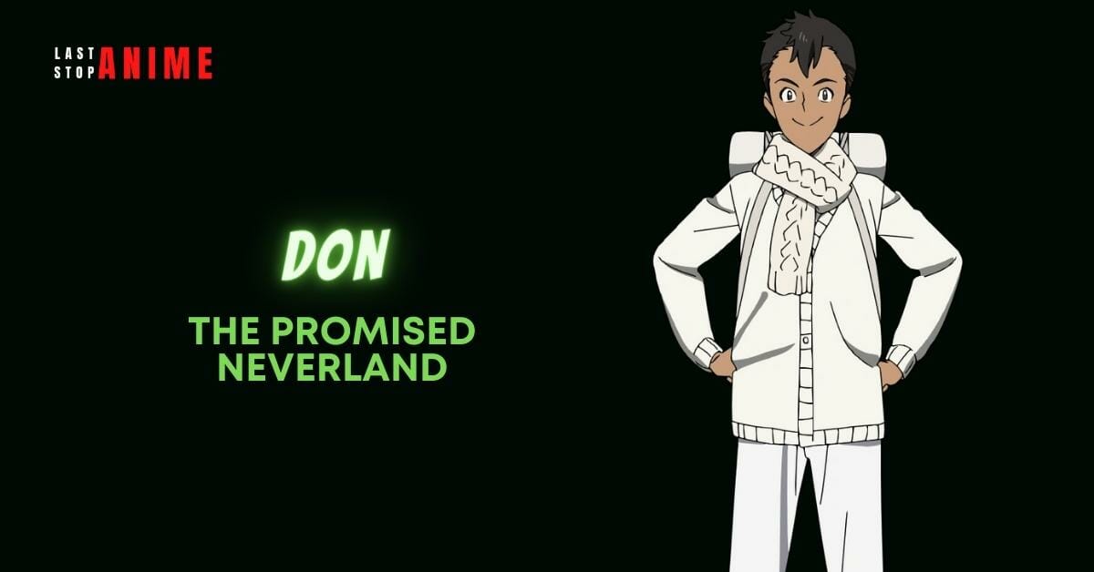 Don from The Promised Neverland in white dress carrying backpack