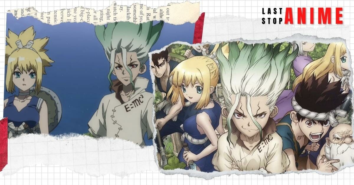 All main characters from Dr. Stone and others in green and blonde hair