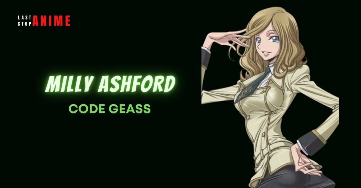Milly Ashford from Code Geass in formal skirt dress with green tie in blonde hair