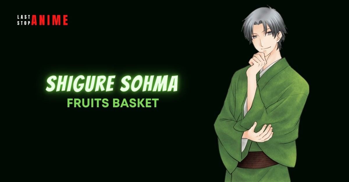 Shigure Sohma from Fruits Basket in green japanese dress and grey hair